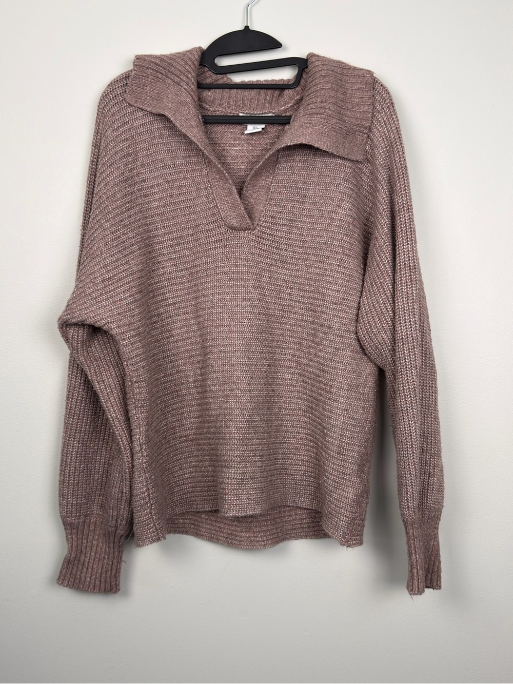 Cupcakes and Cashmere Dusty Rose Collared Split Neck Sweater L